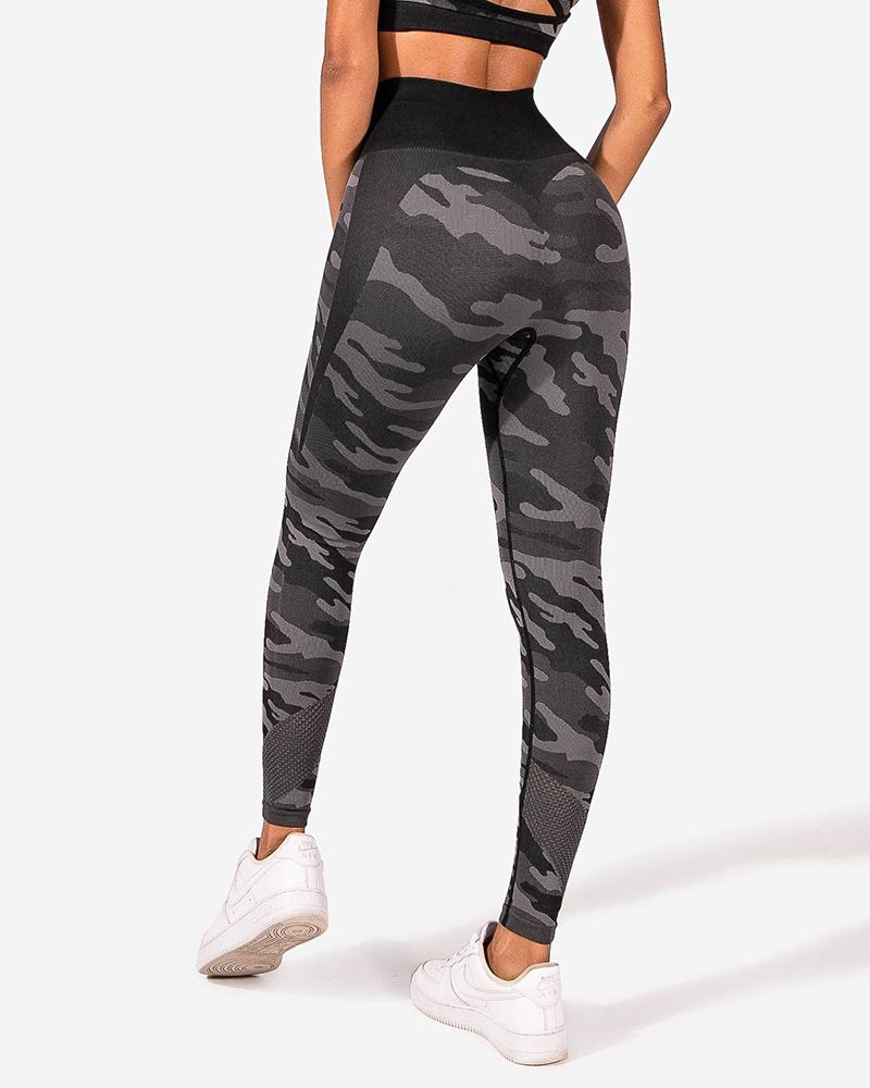 Camo Print Hollow Out High Waist Sports Leggings gallery 1