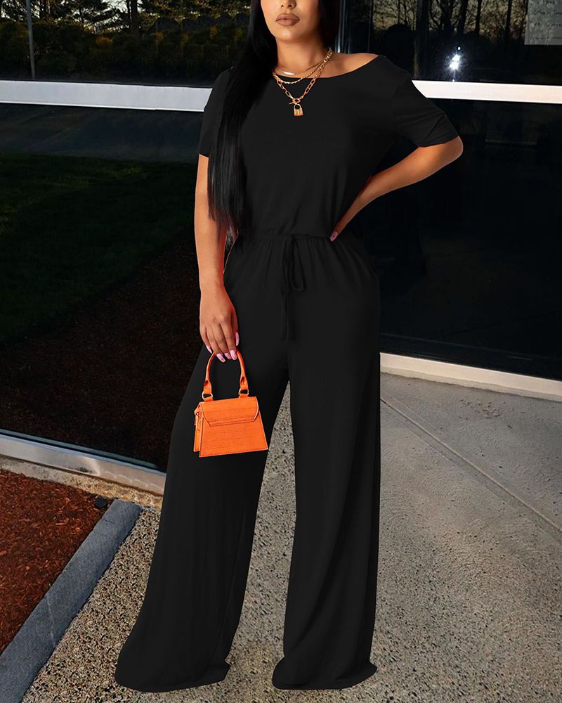 Cut Out Tied Back Drawstring Waist Jumpsuit gallery 1