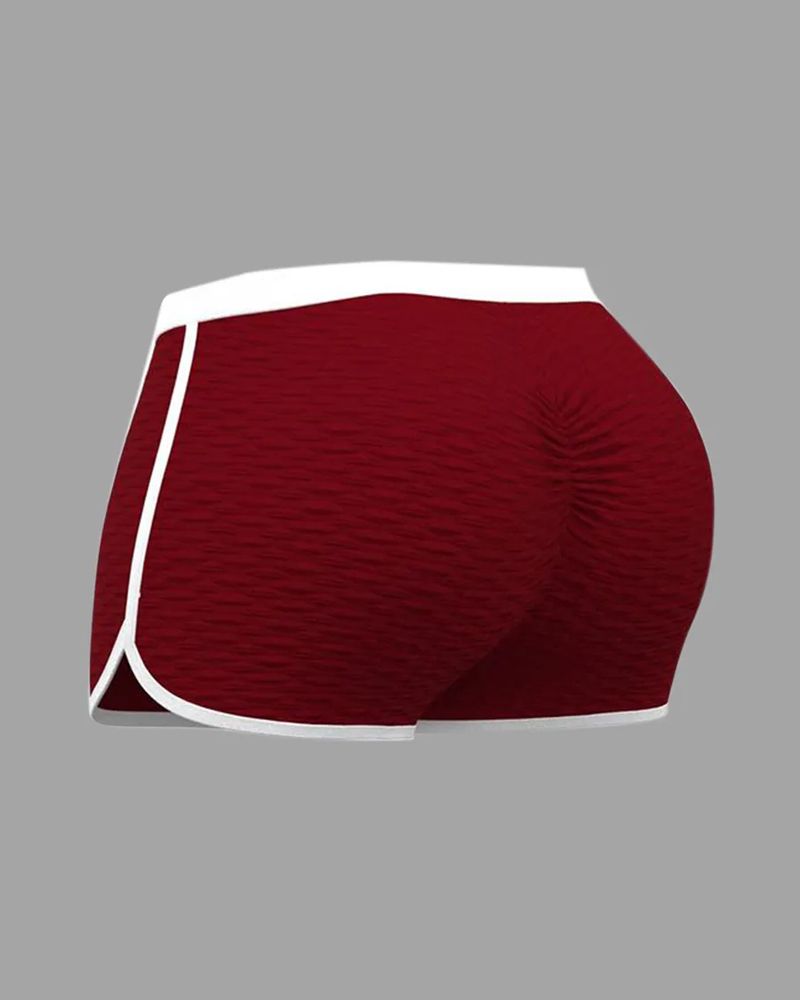 Contrast Binding Textured Ruched Sports Shorts gallery 1