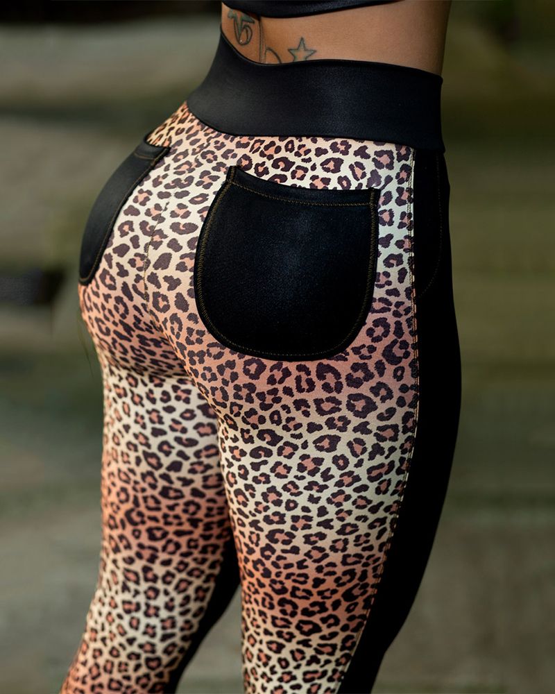 Leopard Print Pocket Back Butt Lifting Sports Leggings gallery 1