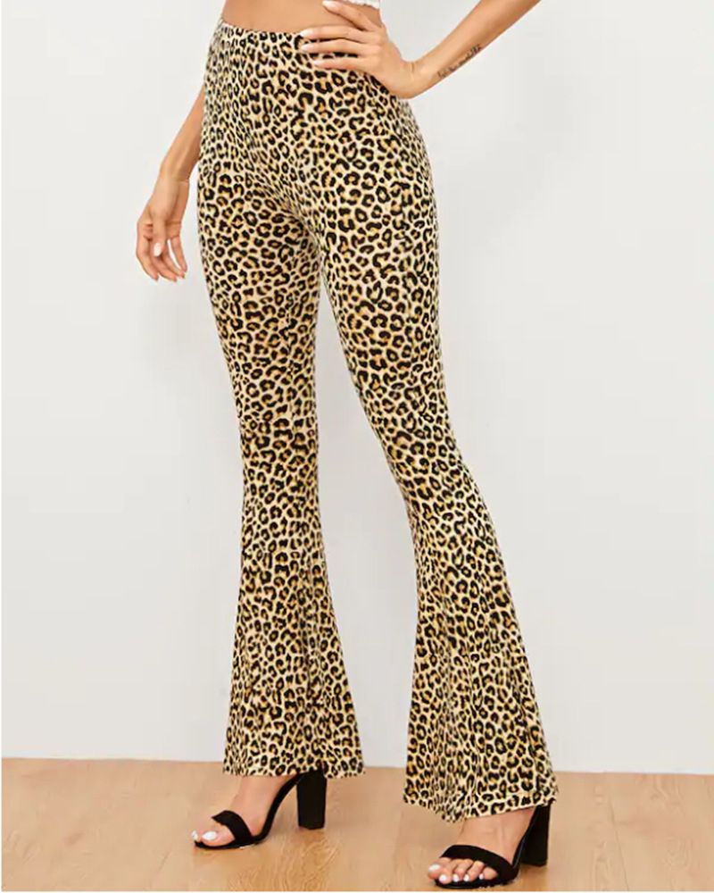 Leopard Print High Waist Flare Jeans gallery 1