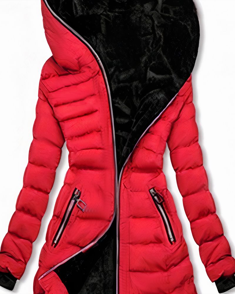 Flamingo Quilted Thermal Lined Zip Up Hooded Puffer Coat (5 Colors)