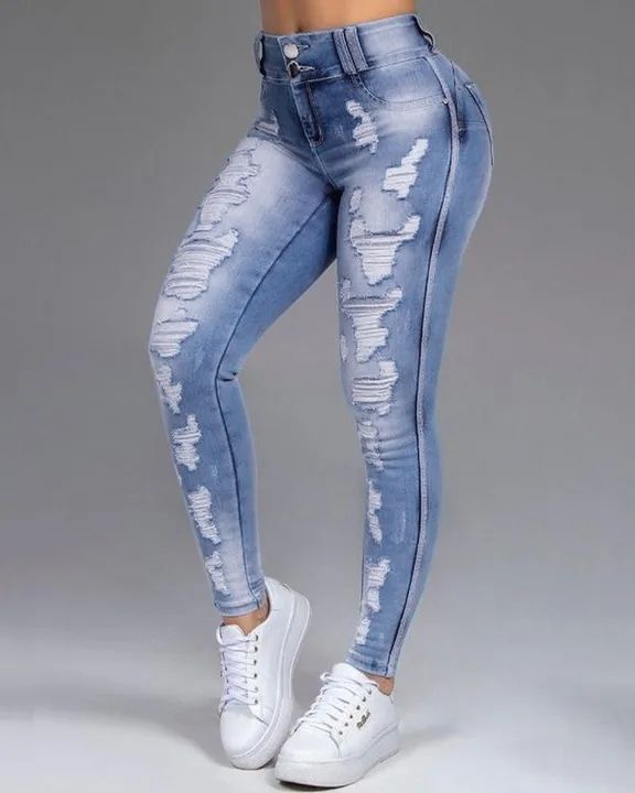 Extreme Distressed High Waist Skinny Jeans gallery 1