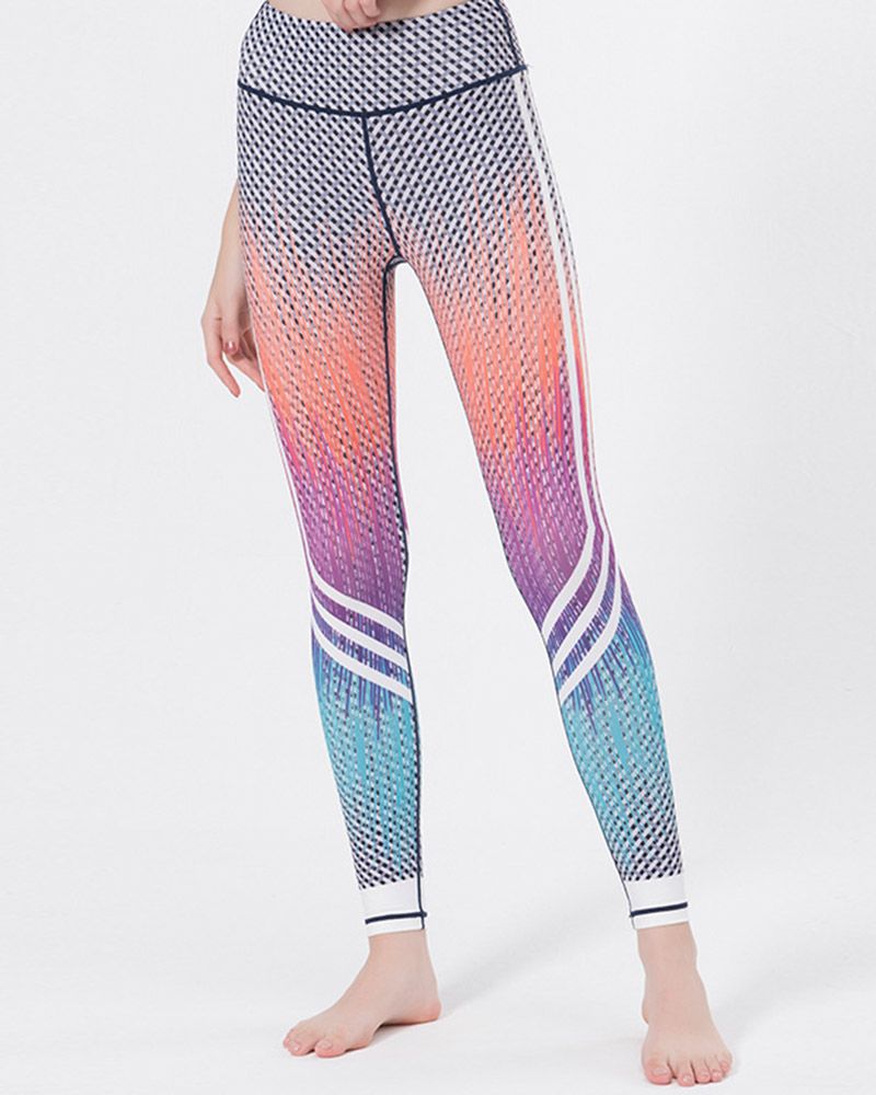 Colorblock Striped Butt Lifting Sports Leggings gallery 1