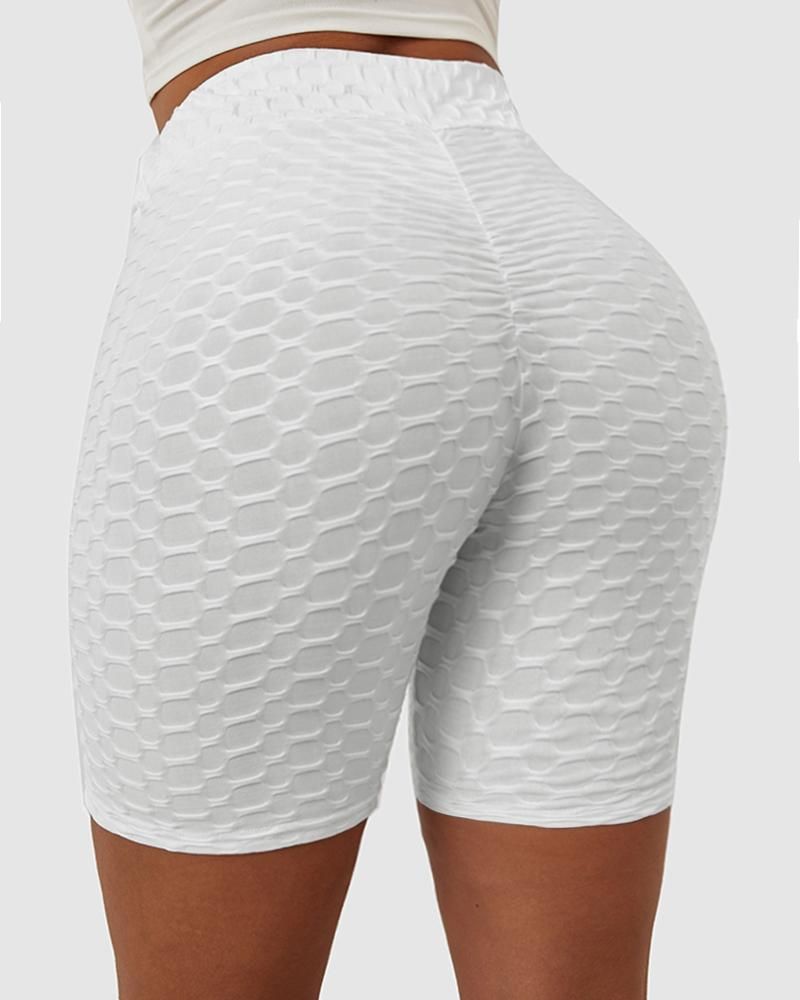 Solid Textured Hip Lifting Shorts gallery 1