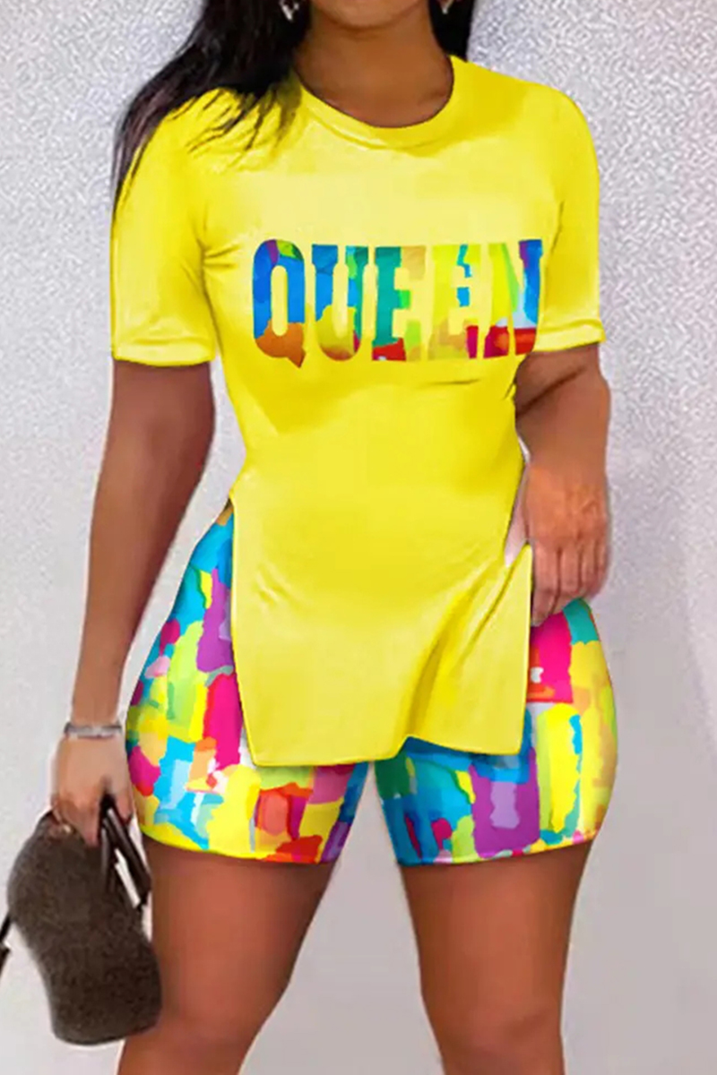 Letter Print Split Hem T-Shirt