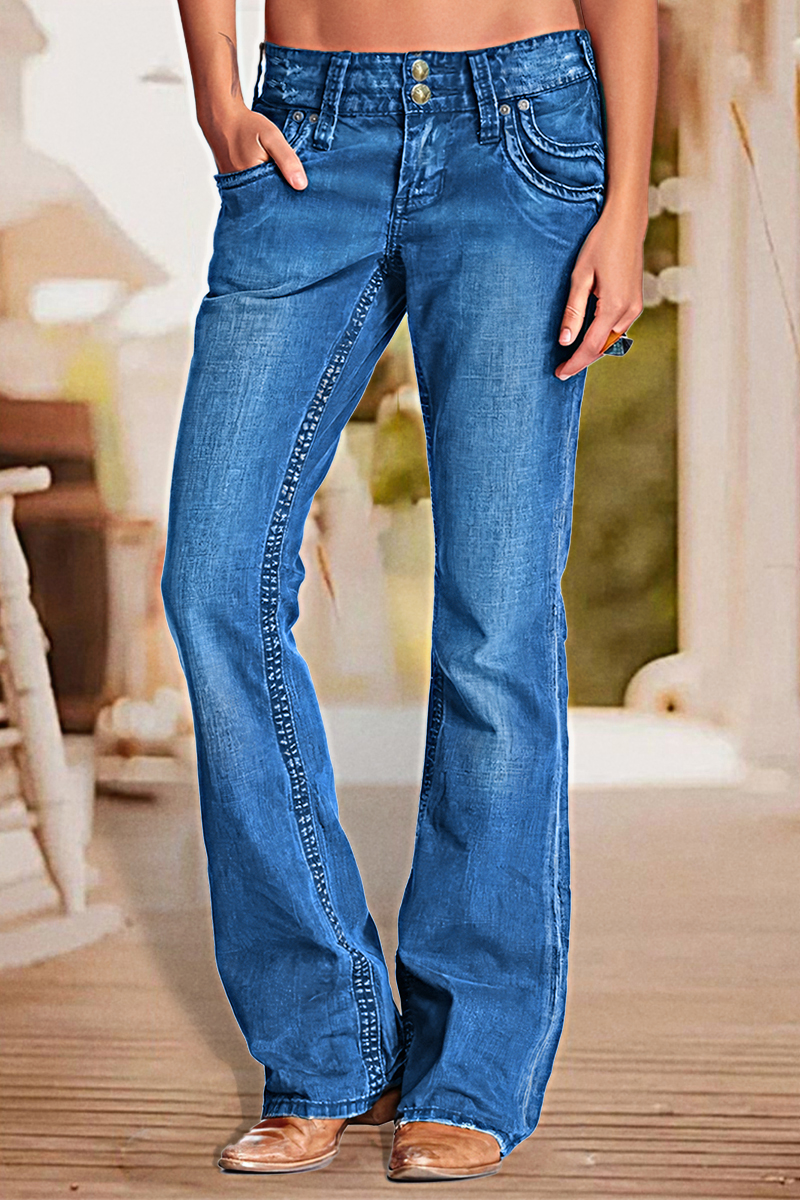 Jean Fille L.E.I Chelsea - Taille 10 - Taille Basse - Boutons Blingy - Occasion Très Bon état