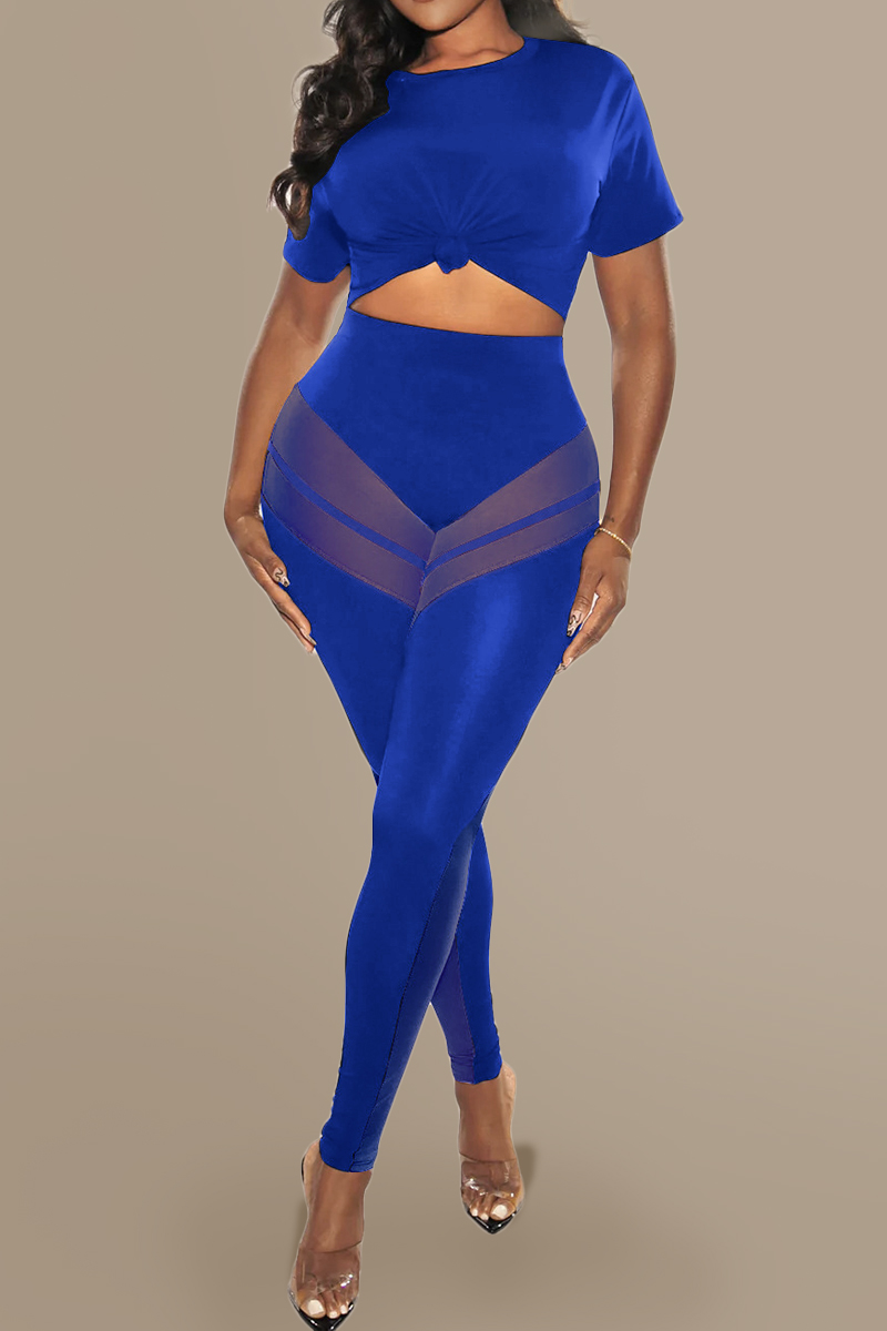 Solid Short Sleeve T-Shirt & Sheer Mesh Pants Set | Flamingo Shop