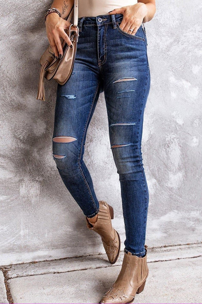 Ripped High Rise Skinny Jeans Flamingo Shop 1397