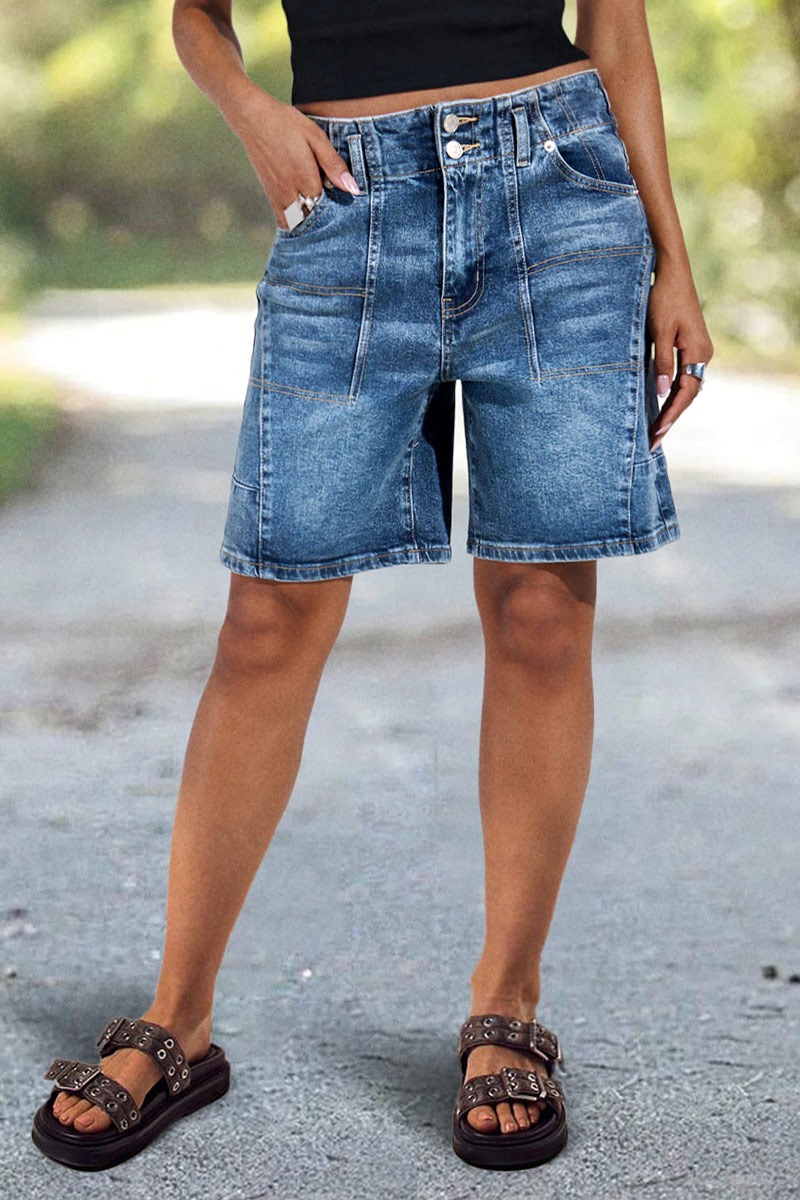 【2plan】Riddle Stitch Bermuda Denim Pants 2PLAN